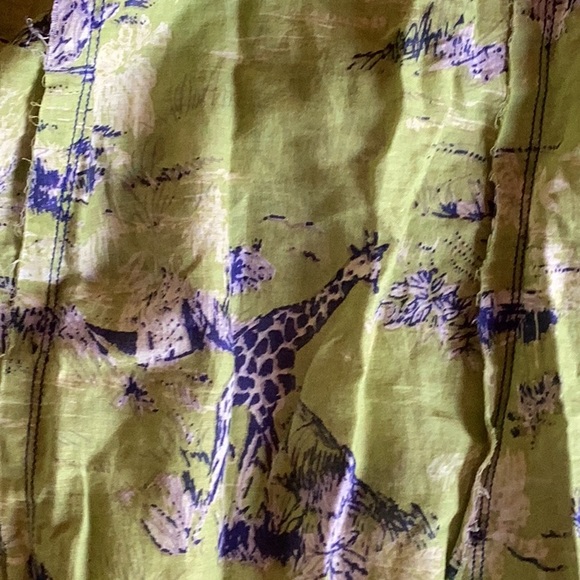 Free People lime green and navy wildlife print low back dress lined w/navy trim - Picture 7 of 15
